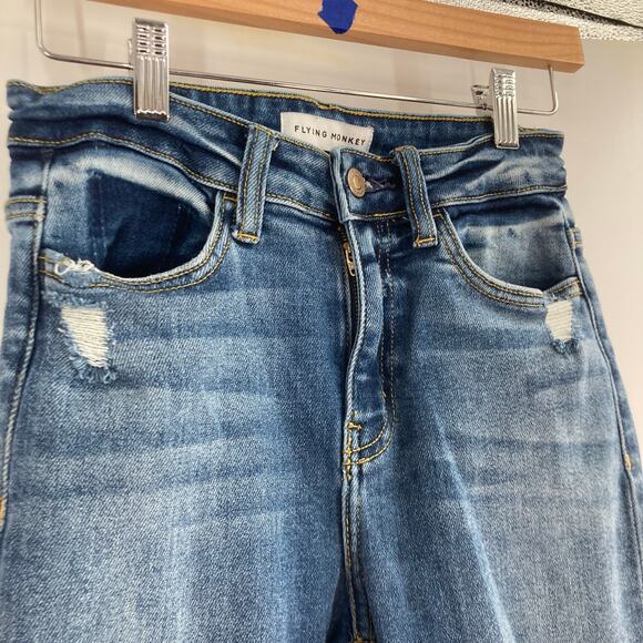 Flying Monkey High Rise Ankle Raw Hem Jeans Size 25 - Picture 6 of 15